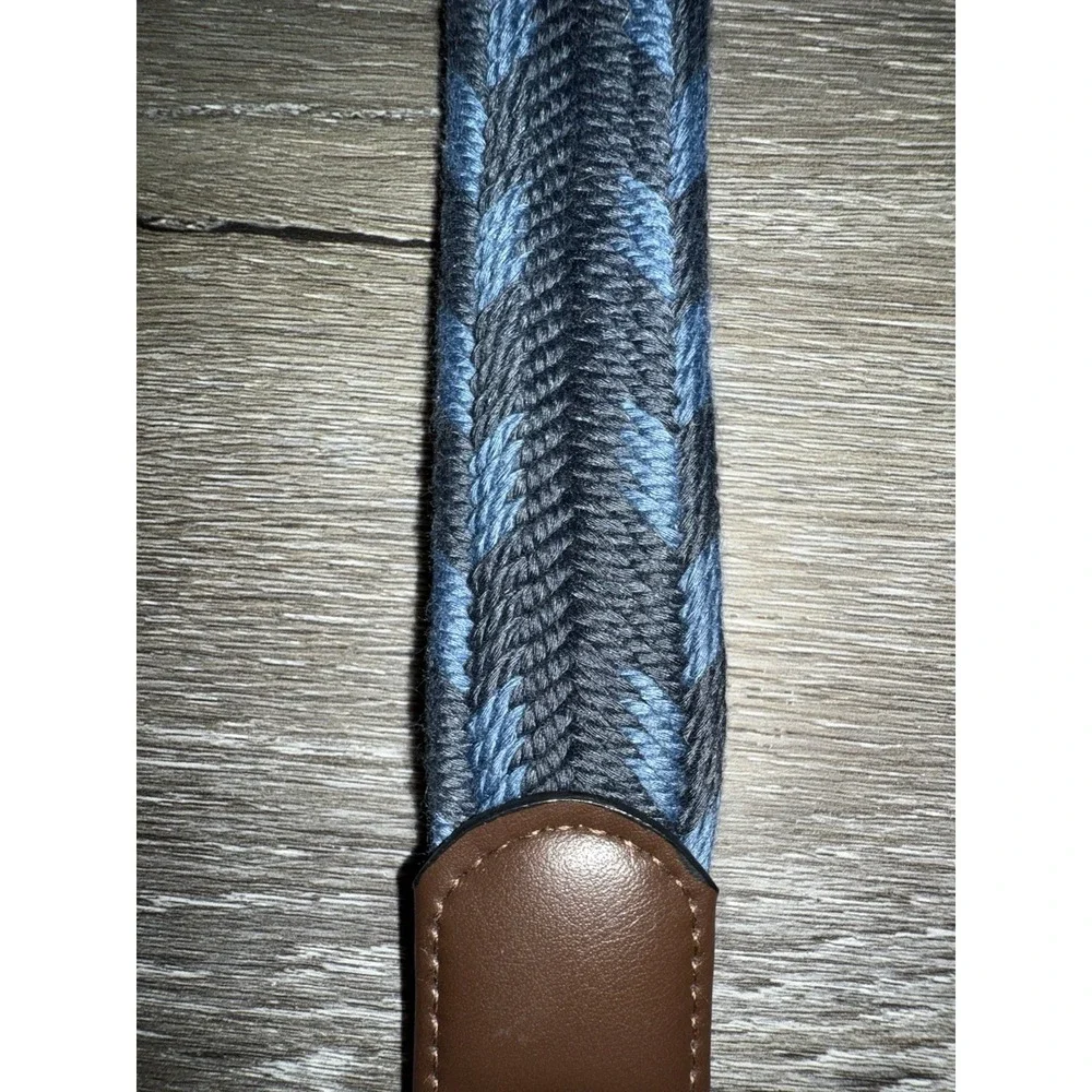 Goodfellow & Co Mens Braided Fabric Belt Med 32-34 Two Tone Blue Brown/silver